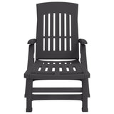 Folding Sun Lounger with Wheels Anthracite PP