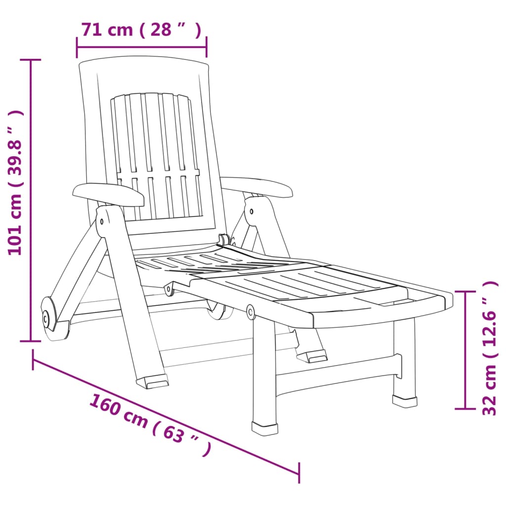 Folding Sun Lounger with Wheels Anthracite PP