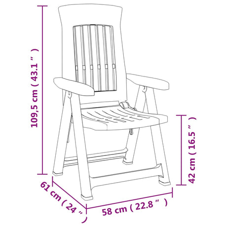 Garden Reclining Chairs 2 Pcs Pp