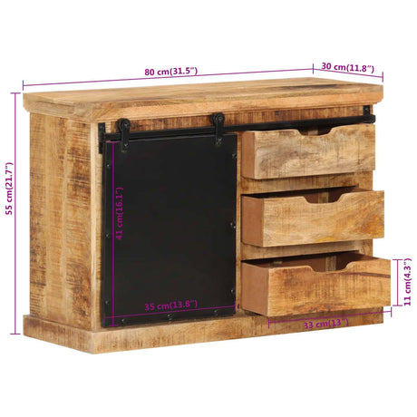 Sideboard 80X30X55 Cm Solid Rough Wood Mango