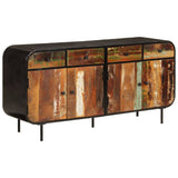 Sideboard 140X35X70 Cm Solid Wood Reclaimed And Metal