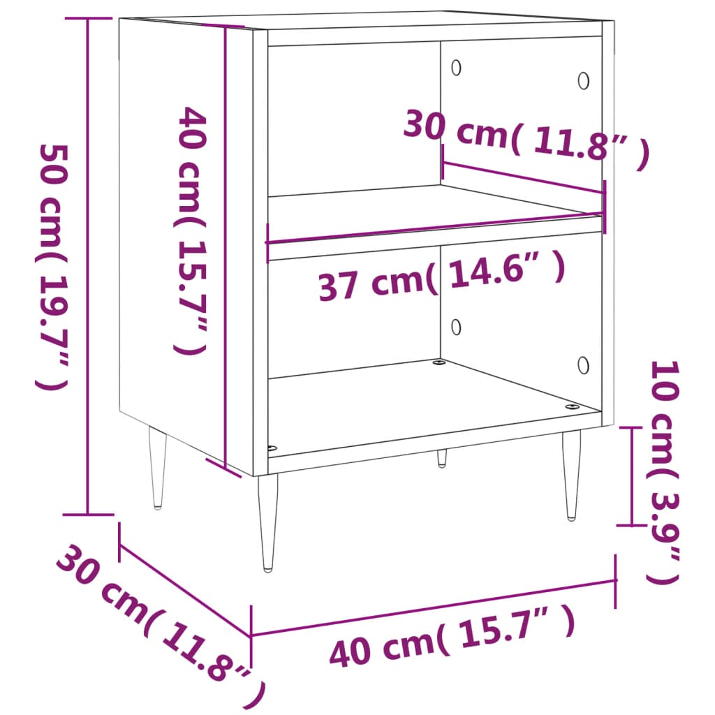 Bedside Cabinet 40X30X50 Cm Engineered Wood