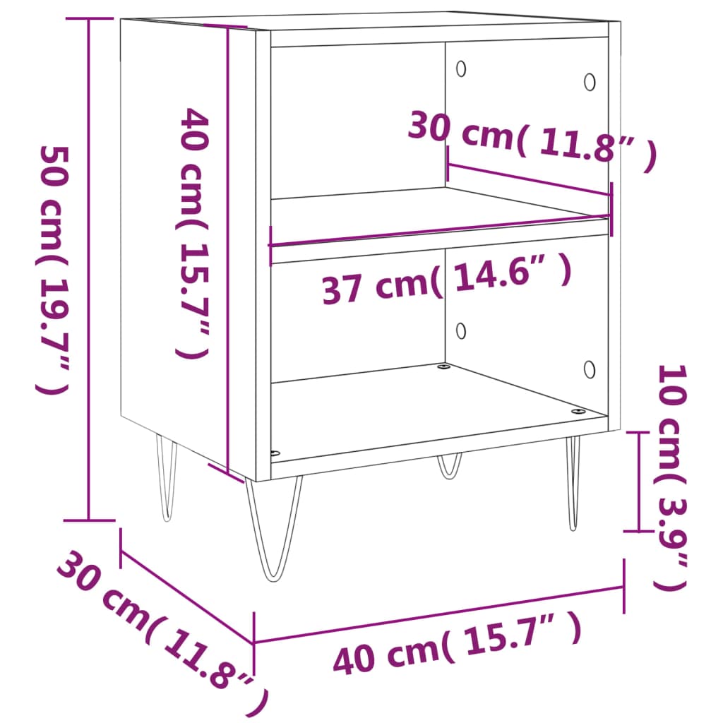 Bedside Cabinets 2 Pcs 40X30X50 Cm Engineered Wood