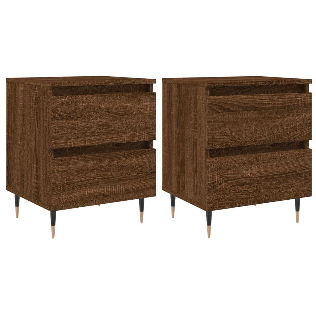 Bedside Cabinets 2 pcs Brown Oak 40x35x50 cm Engineered Wood