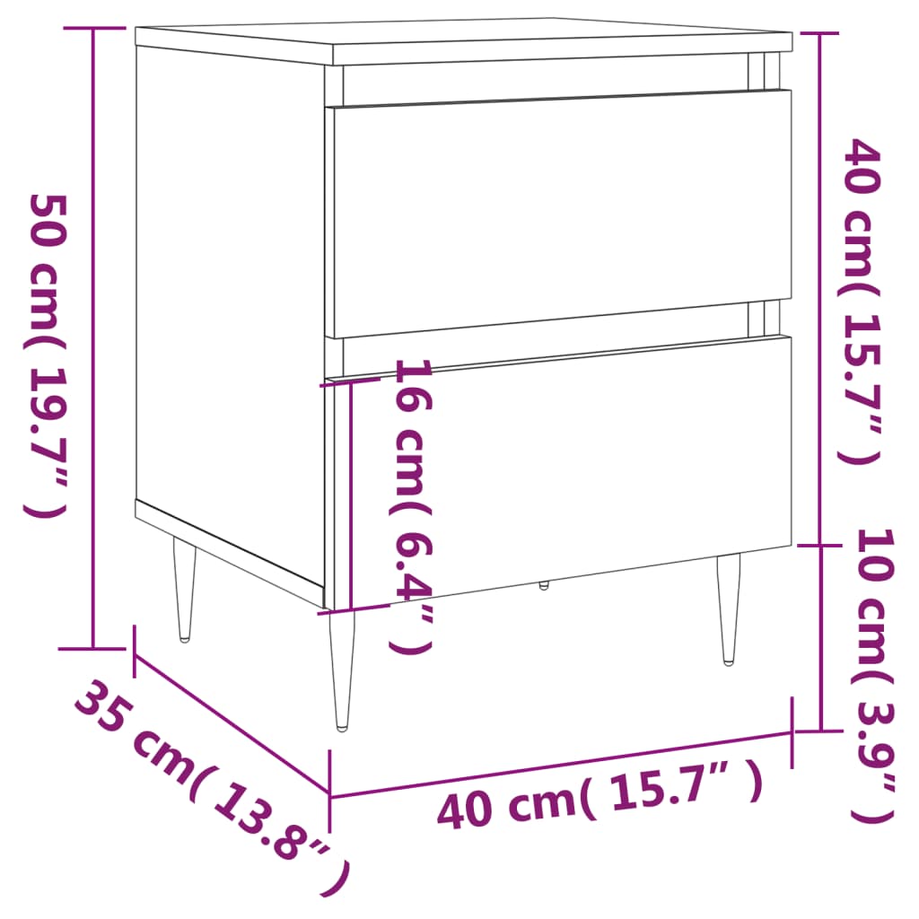Bedside Cabinets 2 pcs Brown Oak 40x35x50 cm Engineered Wood