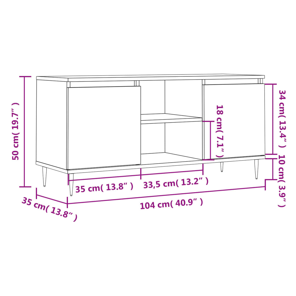 Tv Cabinet 104X35X50 Cm Engineered Wood