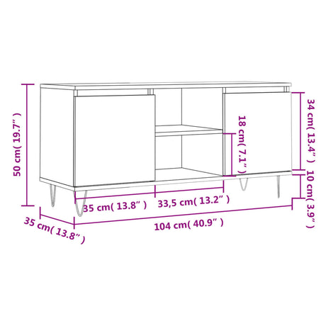 Tv Cabinet 104X35X50 Cm Engineered Wood