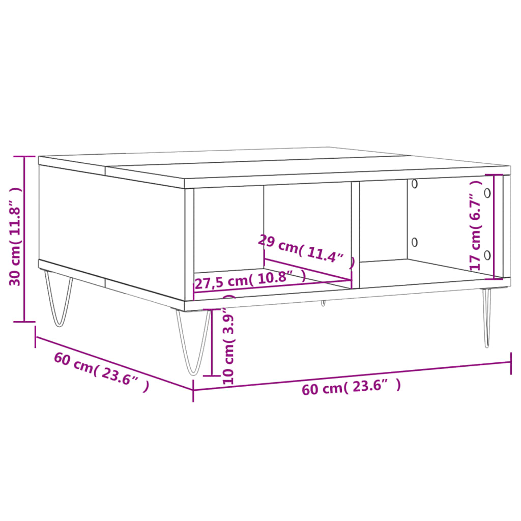 Coffee Table 60X60X30 Cm Engineered Wood