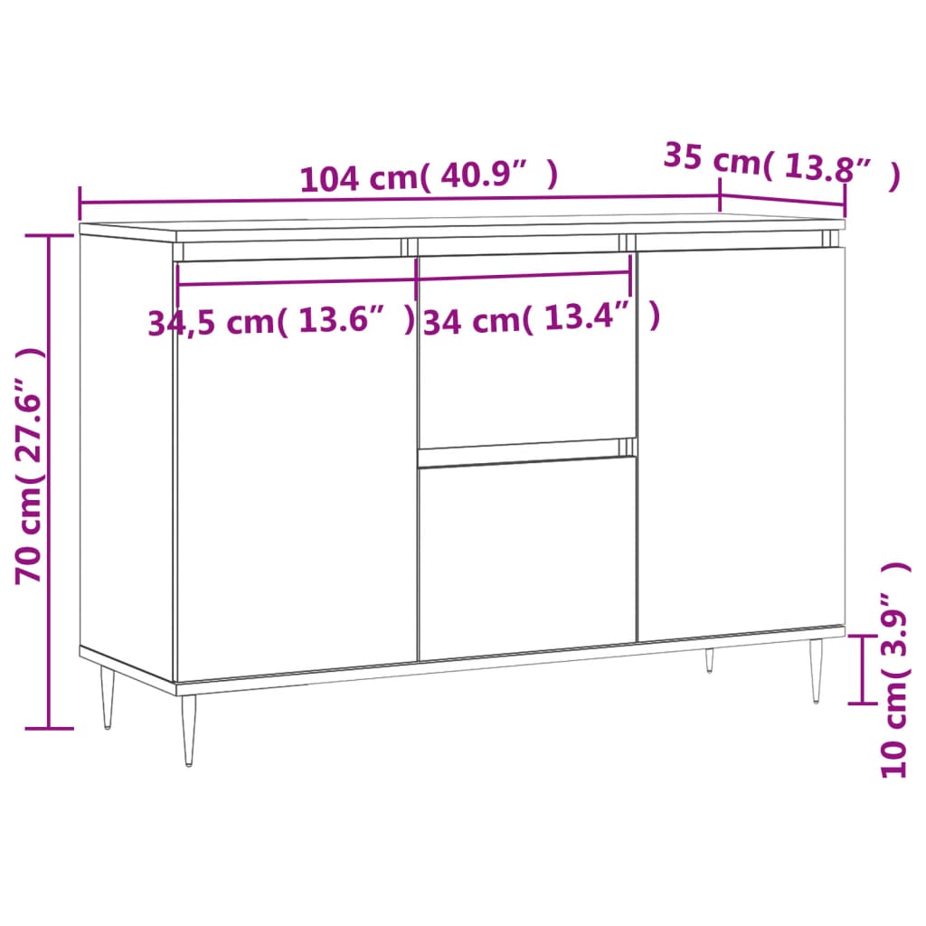 Sideboard 104X35X70 Cm Engineered Wood