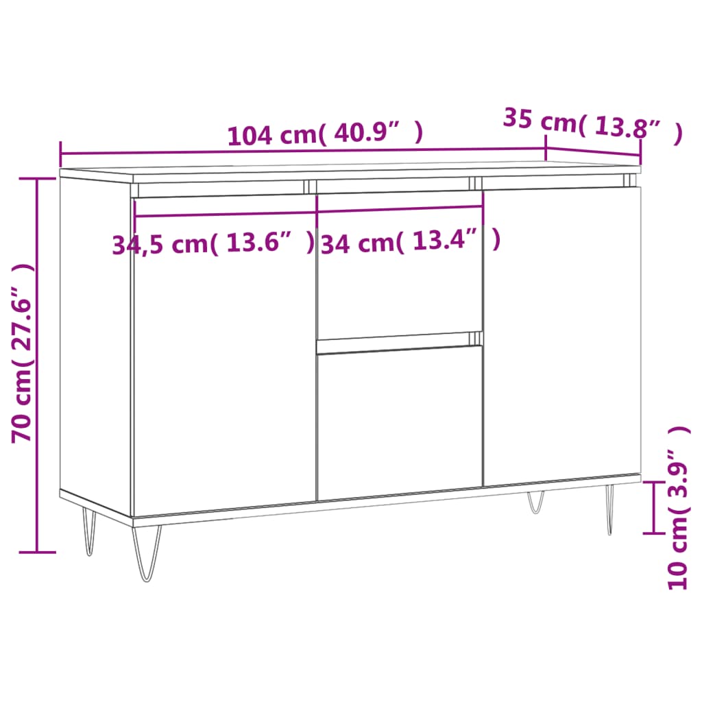 Sideboard 104X35X70 Cm Engineered Wood