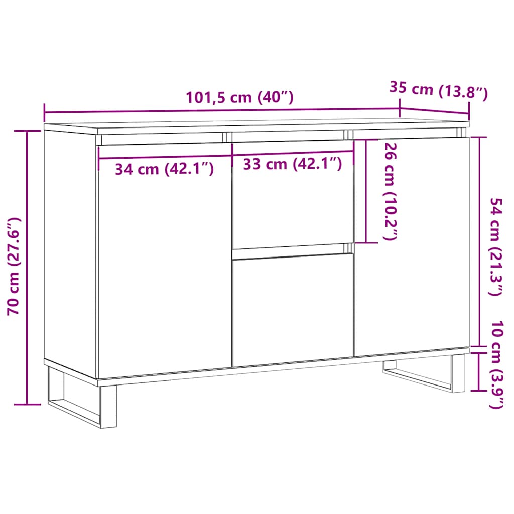 Sideboard 104X35X70 Cm Engineered Wood