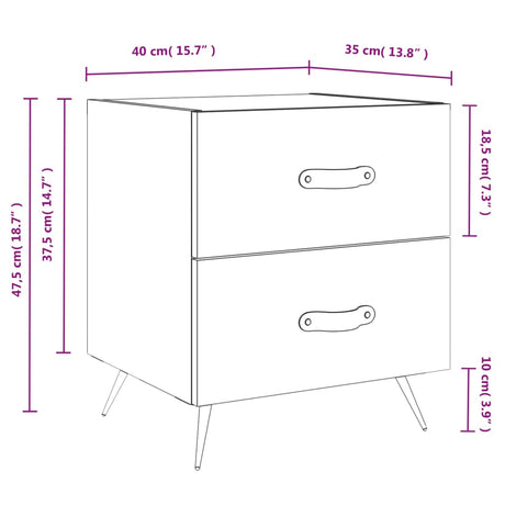Bedside Cabinet 40X35X47.5 Cm Engineered Wood