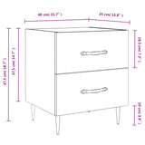 Bedside Cabinet 40X35X47.5 Cm Engineered Wood