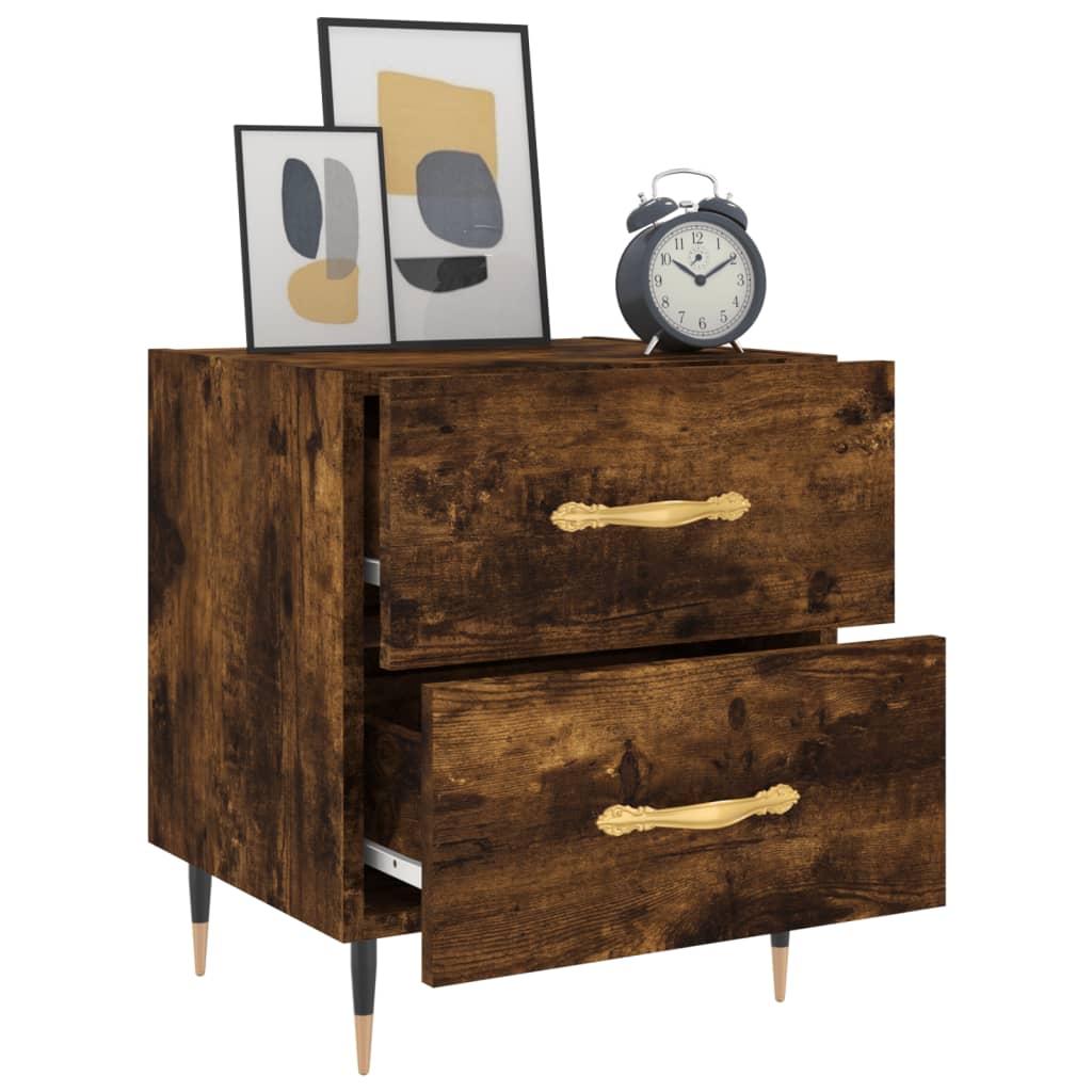 Bedside Cabinet Smoked Oak 40x35x47.5 cm Engineered Wood