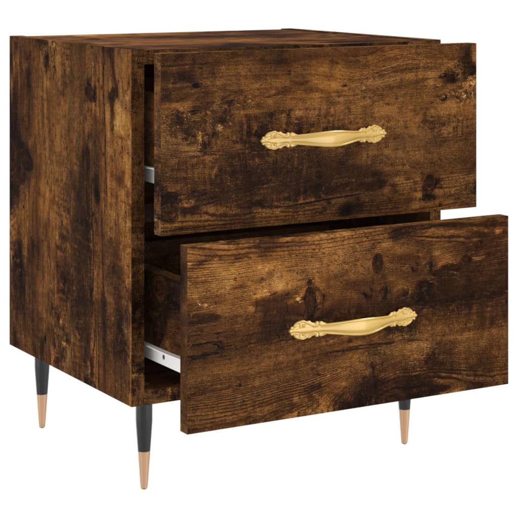 Bedside Cabinet Smoked Oak 40x35x47.5 cm Engineered Wood