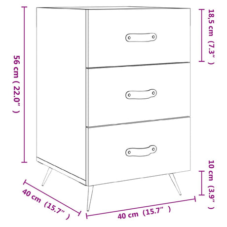 Bedside Cabinet 40X40X66 Cm Engineered Wood