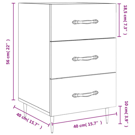 Bedside Cabinet 40X40X66 Cm Engineered Wood
