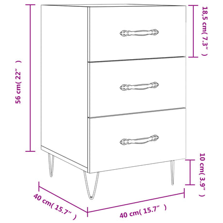Bedside Cabinet 40X40X66 Cm Engineered Wood