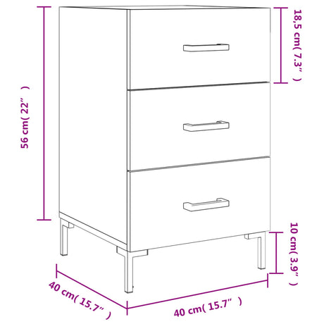 Bedside Cabinet 40X40X66 Cm Engineered Wood