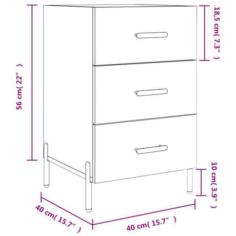 Bedside Cabinet 40X40X66 Cm Engineered Wood