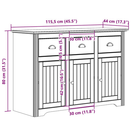 Sideboard Bodo 115X43X79.5 Cm Solid Wood Pine