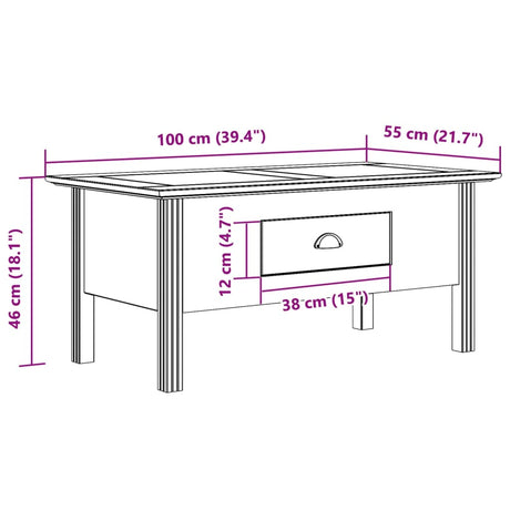 Coffee Table Bodo 100X55X45 Cm Solid Wood Pine