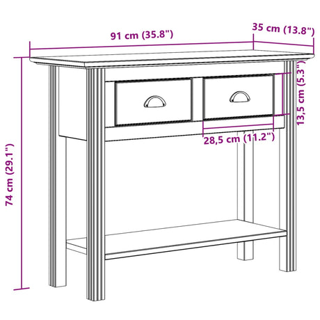 Console Table Bodo 90X34.5X73 Cm Solid Wood Pine