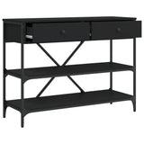 Console Table with Drawers and Shelves Black Engineered Wood
