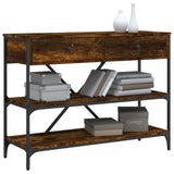Console Table with Drawers and Shelves Smoked Oak Engineered Wood