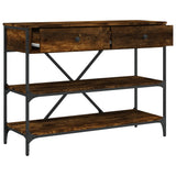 Console Table with Drawers and Shelves Smoked Oak Engineered Wood