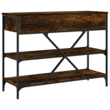 Console Table with Drawers and Shelves Smoked Oak Engineered Wood