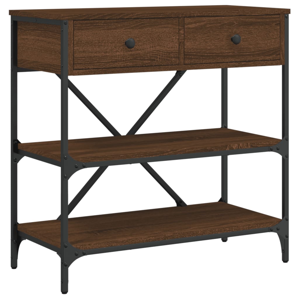 Console Table Brown Oak 75x34.5x75 cm Engineered Wood