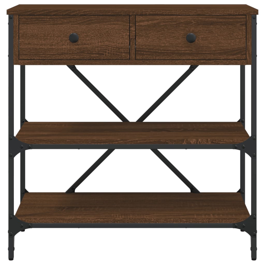 Console Table Brown Oak 75x34.5x75 cm Engineered Wood