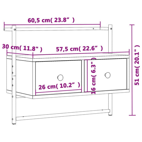 Tv Cabinet Wall-Mounted 60.5X30X51 Cm Engineered Wood