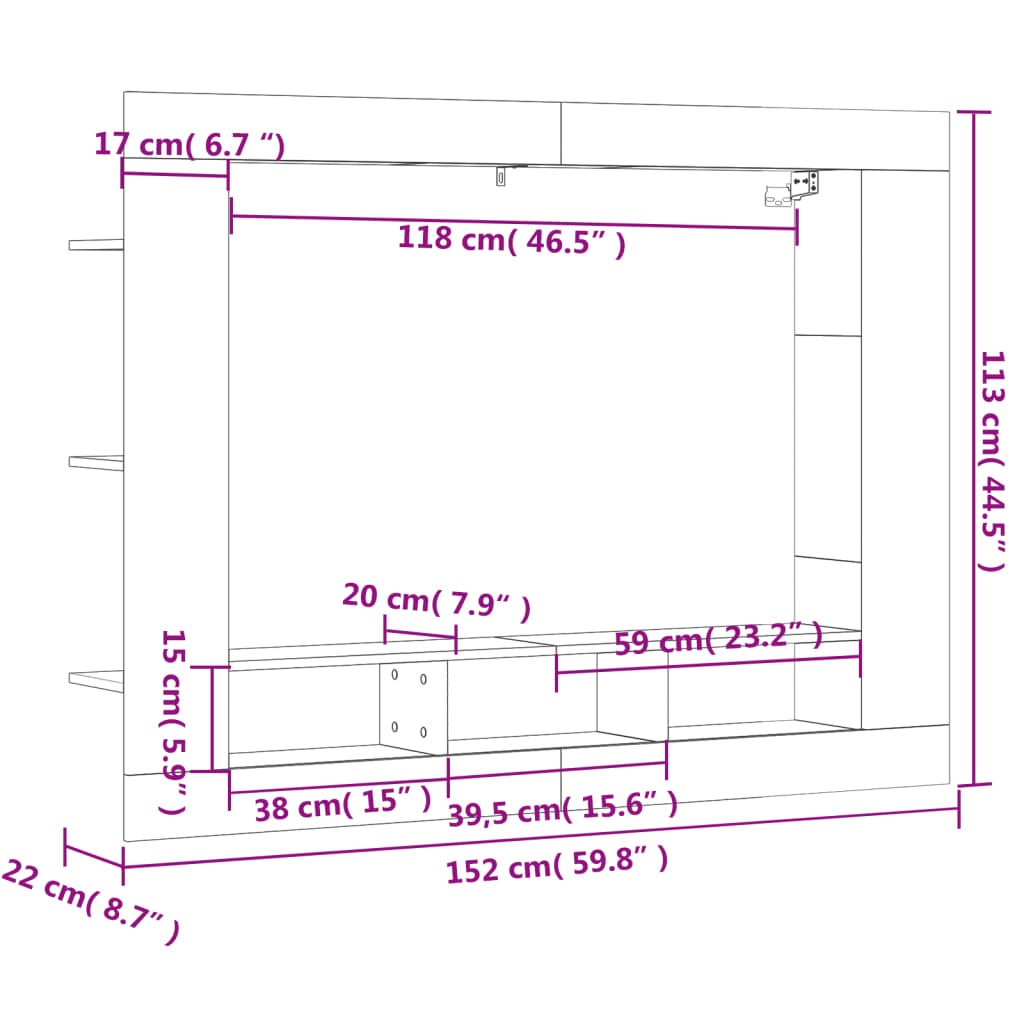 Tv Cabinet 152X22X113 Cm Engineered Wood