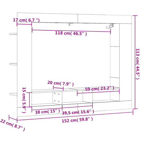 Tv Cabinet 152X22X113 Cm Engineered Wood