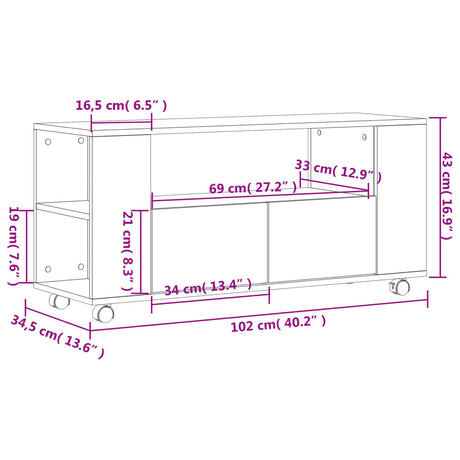 Tv Cabinet 102X34.5X43 Cm Engineered Wood
