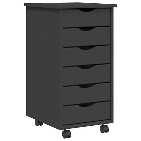 Rolling Cabinet With Drawers Moss Solid Wood Pine