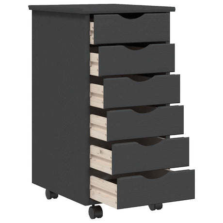Rolling Cabinet With Drawers Moss Solid Wood Pine