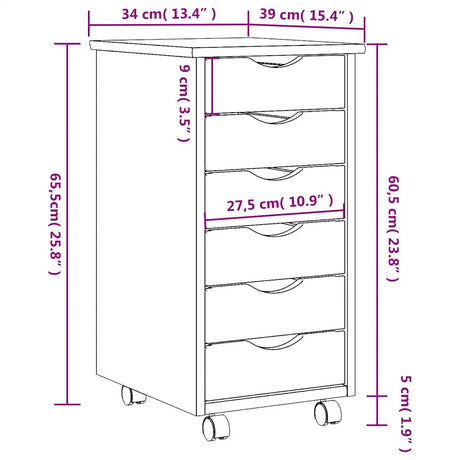 Rolling Cabinet With Drawers Moss Solid Wood Pine