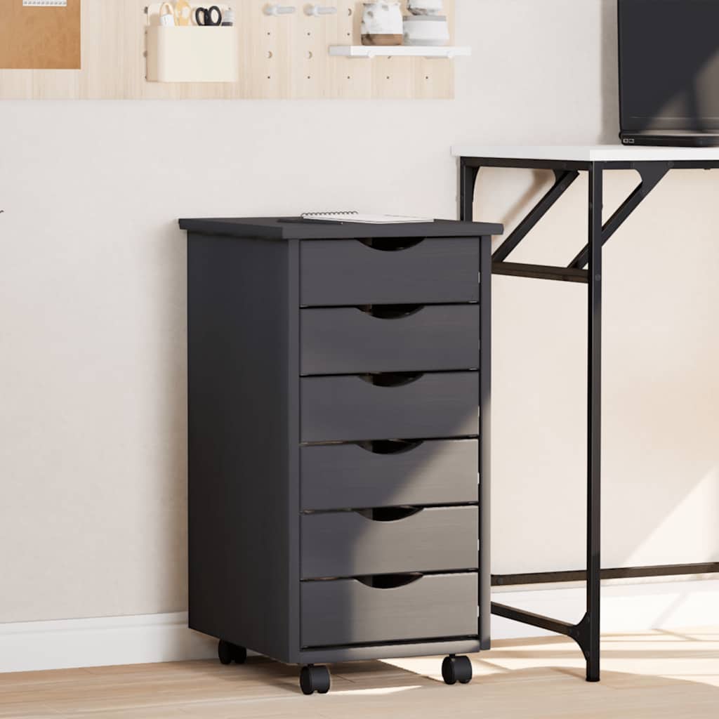 Rolling Cabinet With Drawers Moss Solid Wood Pine