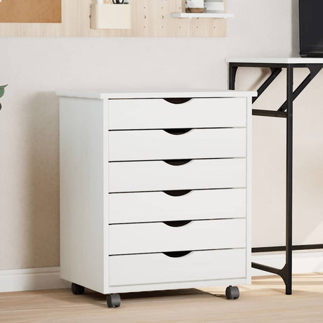 Rolling Cabinet With Drawers Moss Solid Wood Pine