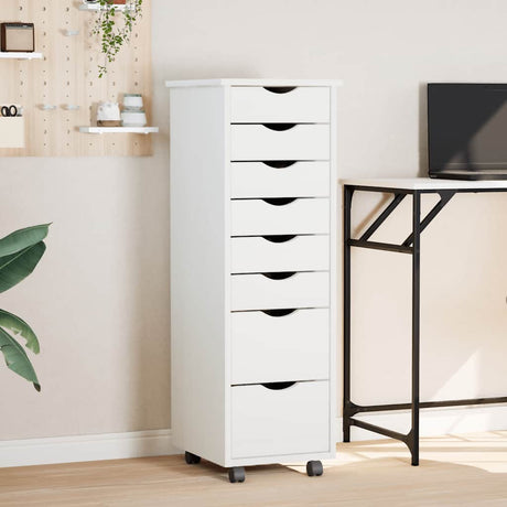 Rolling Cabinet With Drawers Moss Solid Wood Pine