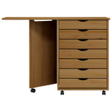 Rolling Cabinet With Desk Moss Solid Wood Pine