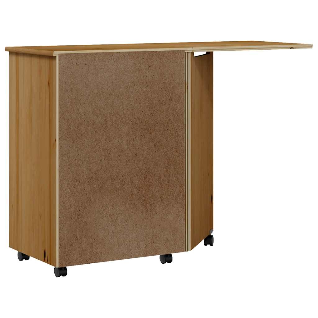 Rolling Cabinet With Desk Moss Solid Wood Pine