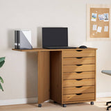 Rolling Cabinet With Desk Moss Solid Wood Pine