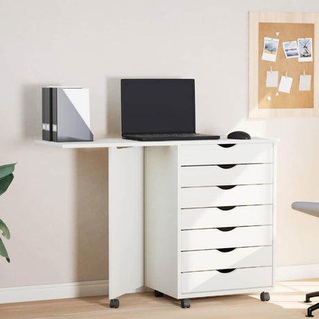 Rolling Cabinet With Desk Moss Solid Wood Pine