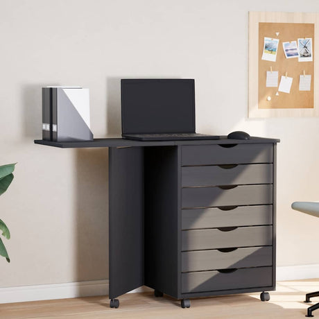Rolling Cabinet With Desk Moss Solid Wood Pine