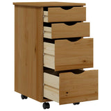 Rolling Cabinet With Drawers Moss Solid Wood Pine