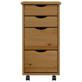 Rolling Cabinet With Drawers Moss Solid Wood Pine